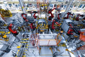 Modern manufacturing factory with automated machines