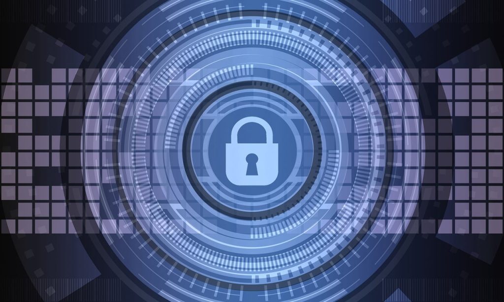 Digital lock representing cybersecurity protection and network defense