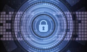 Digital lock representing cybersecurity protection and network defense